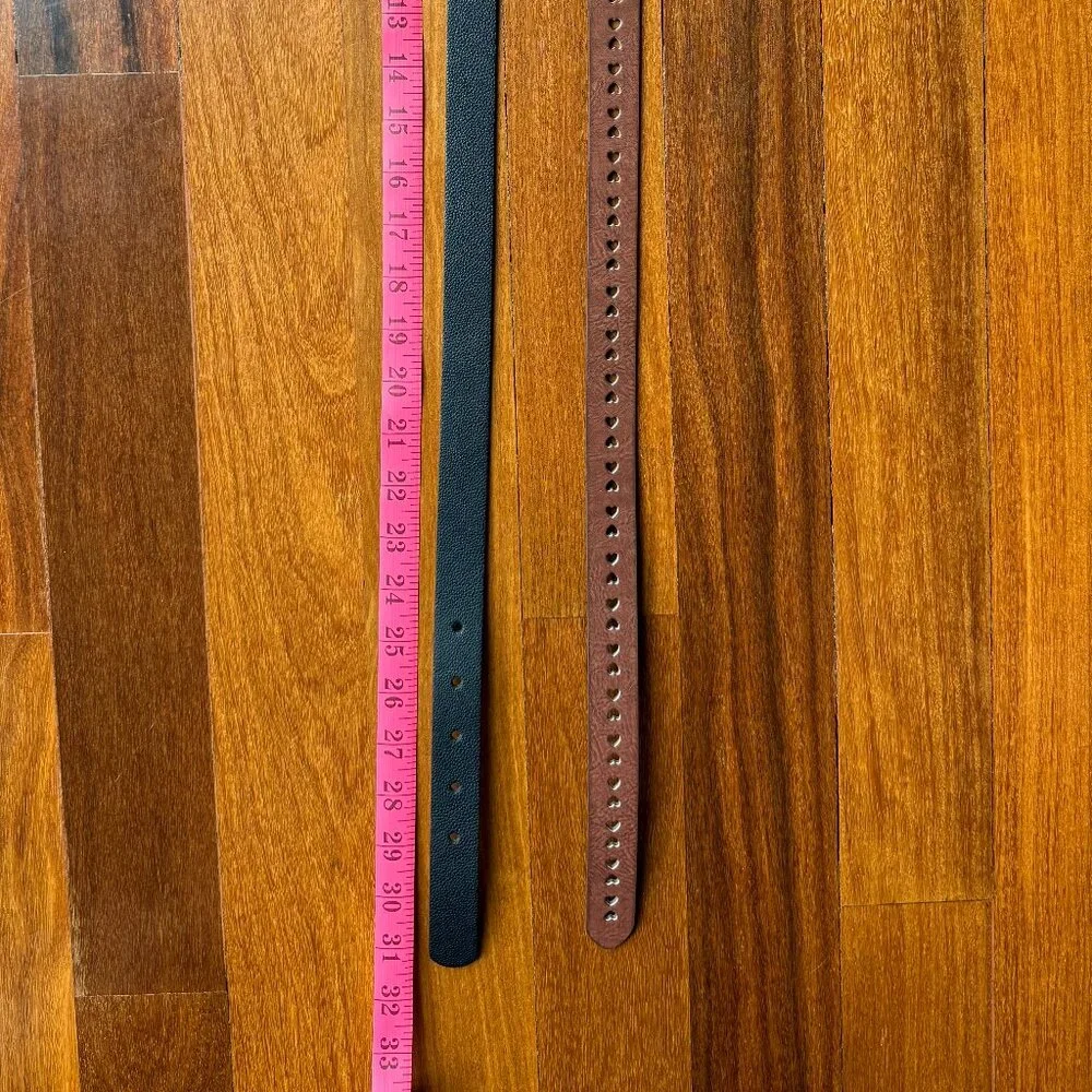 Two Girl's Belts - Black & Brown - Size L